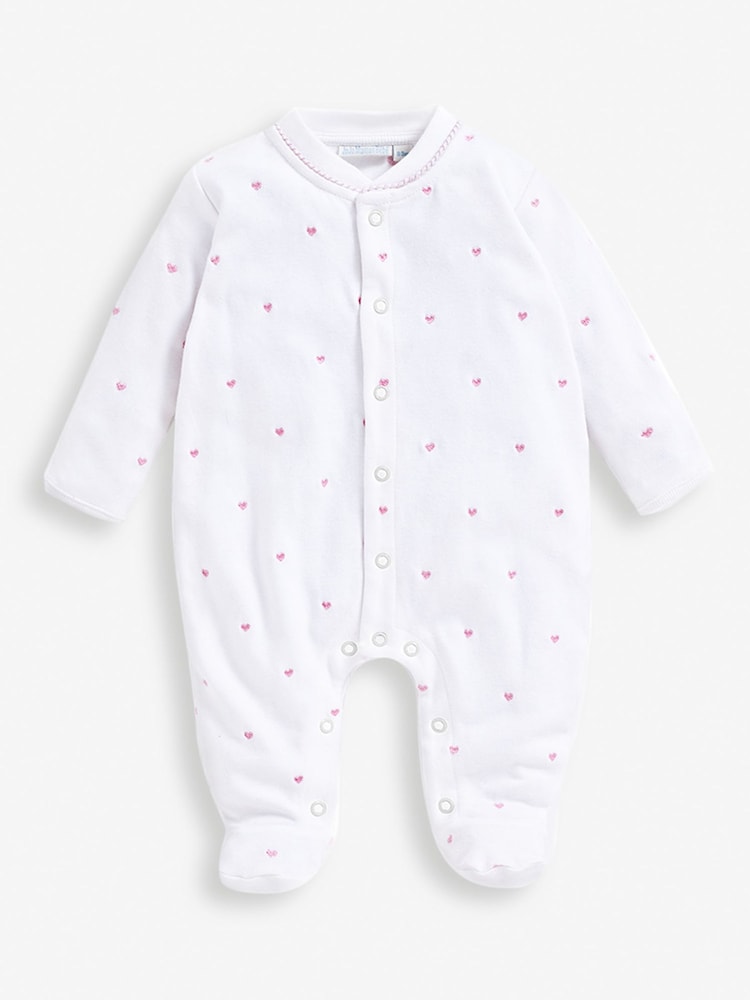 JoJo Maman Bébé Pink Heart Embroidered Sleepsuit - Image 5 of 5 JoJo Maman Bébé Pink Heart Embroidered Sleepsuit - Image 5 of 5