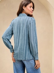 Azul - Lipsy Utility Stripe Burnout Shirt - Imagen 5 de 5