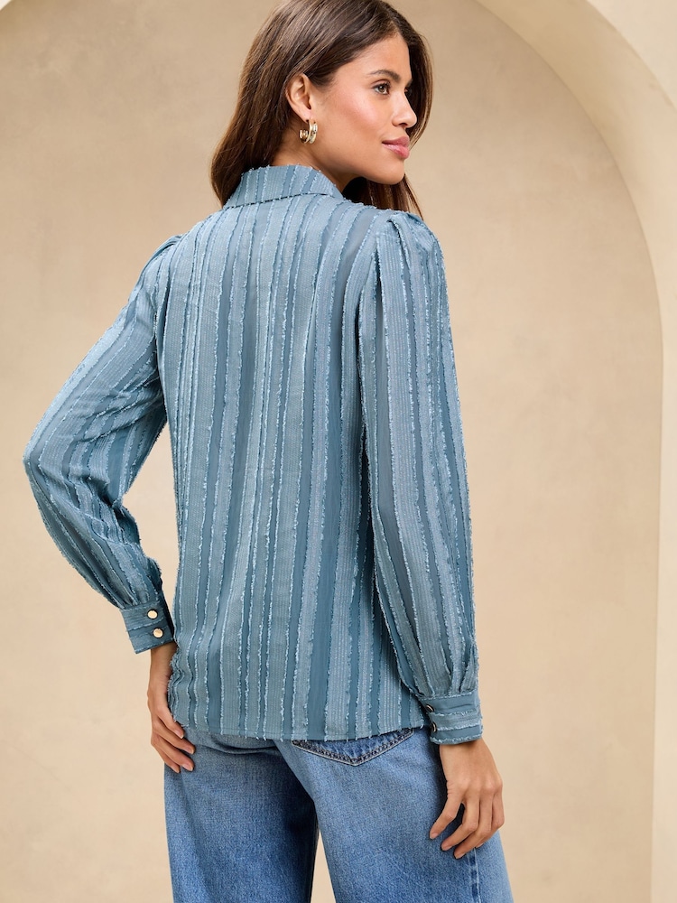 Azul - Lipsy Utility Stripe Burnout Shirt - Imagen 5 de 5