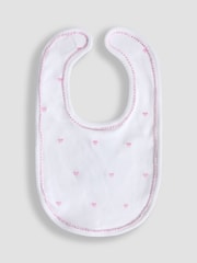 JoJo Maman Bébé Pink 100% Organic Cotton Heart Embroidered Bib - Image 1 of 3