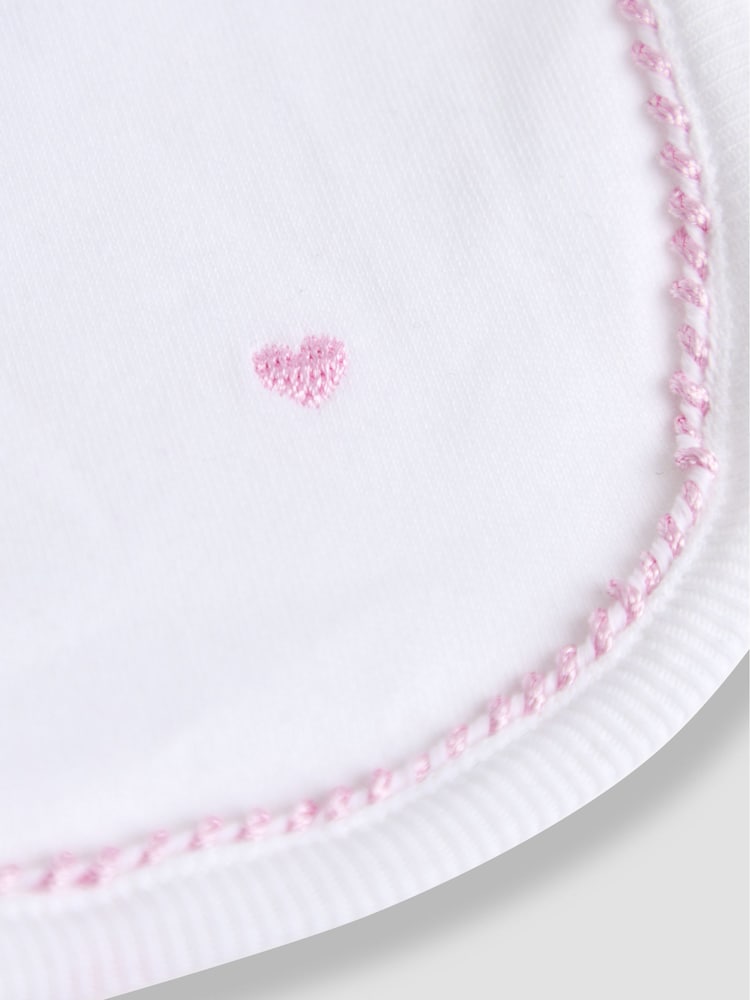JoJo Maman Bébé Pink 100% Organic Cotton Heart Embroidered Bib - Image 3 of 3