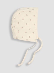 JoJo Maman Bébé Pink Baby Pointelle Bonnet 100% Cotton Hat - Image 1 of 3