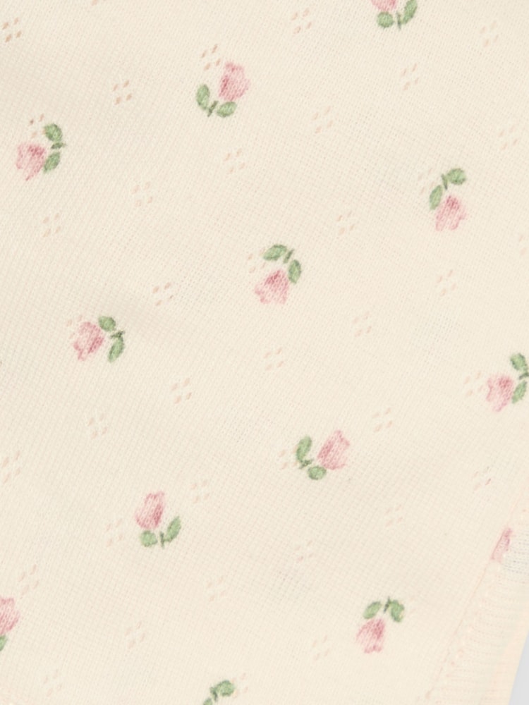 JoJo Maman Bébé Pink Baby Pointelle Bonnet 100% Cotton Hat - Image 3 of 3