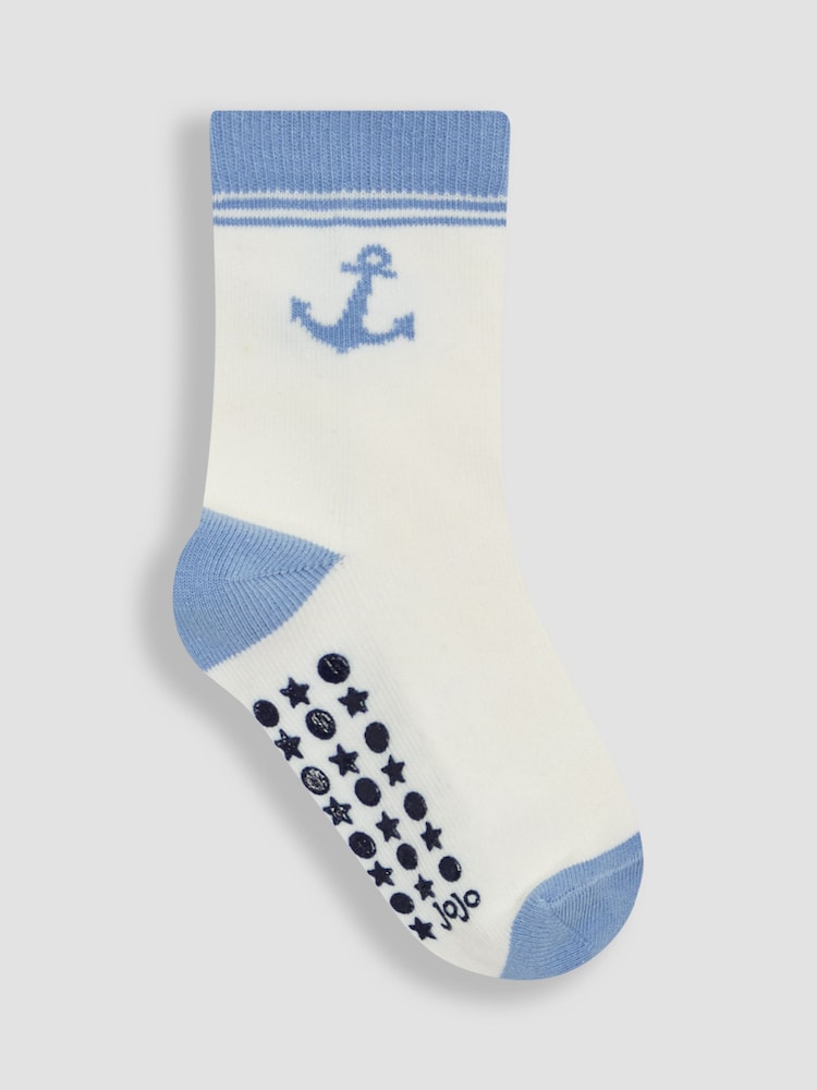 JoJo Maman Bébé Blue 3-Pack Printed Socks - Image 2 of 4