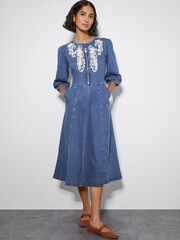 Monsoon Blue Kaia Cornelli Dress - Image 1 of 6