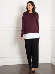 Seraphine Purple Maternity Knit Jumper with Woven Shirt - Image 1 of 5