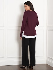 Seraphine Purple Maternity Knit Jumper with Woven Shirt - Image 3 of 5