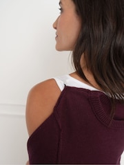 Seraphine Purple Maternity Knit Jumper with Woven Shirt - Image 4 of 5