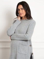 Seraphine Grey Maternity Crew Neck Knit Jumper - Image 1 of 4