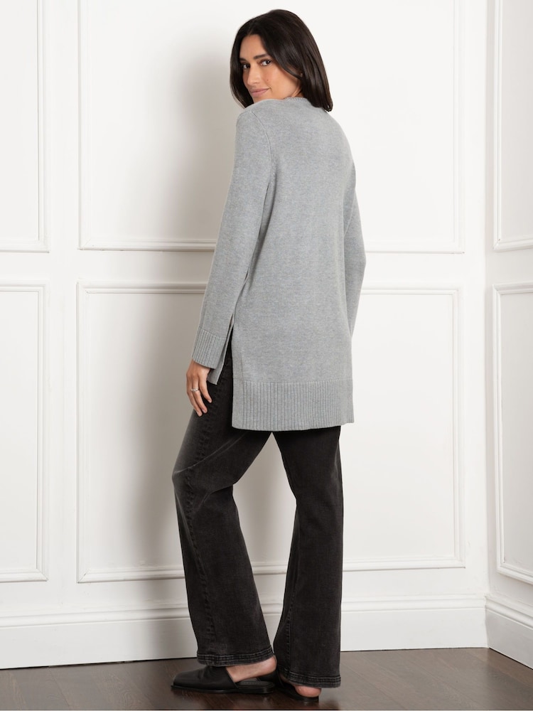Seraphine Grey Maternity Crew Neck Knit Jumper - Image 2 of 4