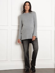 Seraphine Grey Maternity Crew Neck Knit Jumper - Image 3 of 4