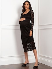 Seraphine Maternity Black Lace Bodycon - Image 1 of 6