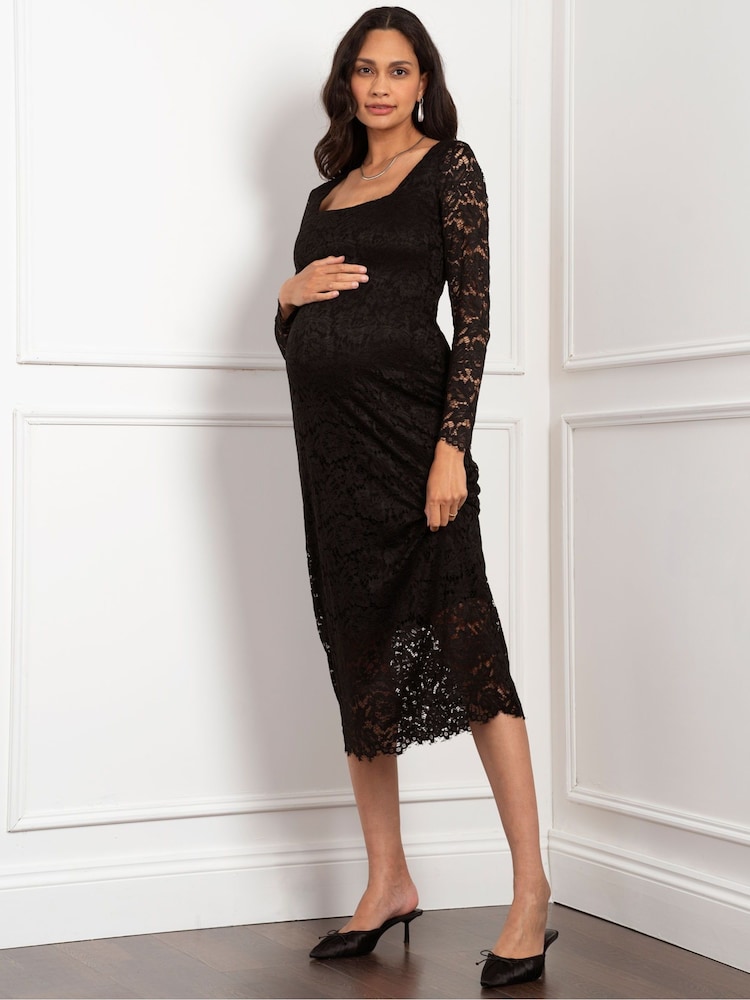 Seraphine Maternity Black Lace Bodycon - Image 1 of 6