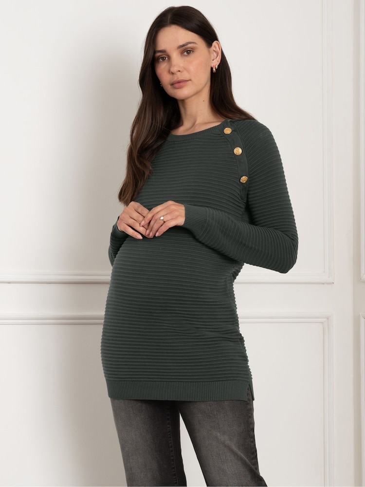 Seraphine Green Ripple Stitch Nursing 100% Cotton Jumper - Image 1 of 4