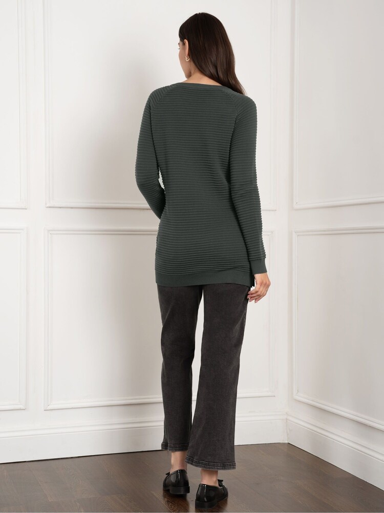 Seraphine Green Ripple Stitch Nursing 100% Cotton Jumper - Image 2 of 4