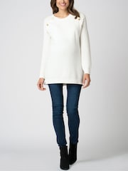 Seraphine Cream Ripple Stitch Nursing 100% Cotton Jumper - Image 4 of 5