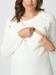 Seraphine Cream Ripple Stitch Nursing 100% Cotton Jumper - Image 5 of 5