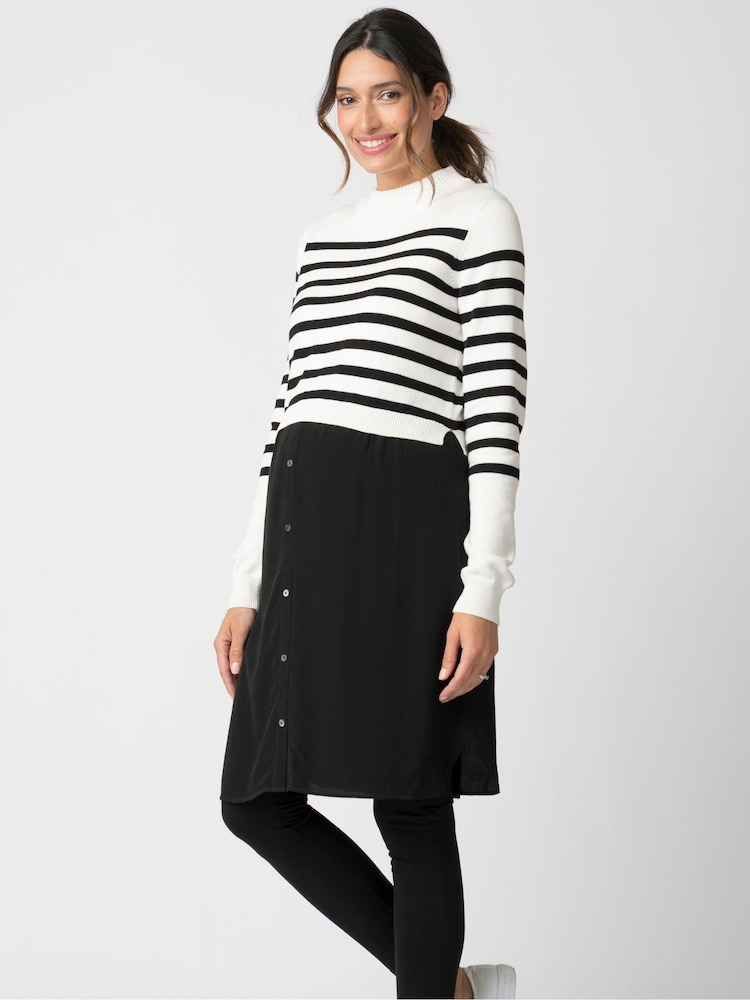 Seraphine Cream Maternity Rollneck 100% Cotton Jumper - Image 1 of 5
