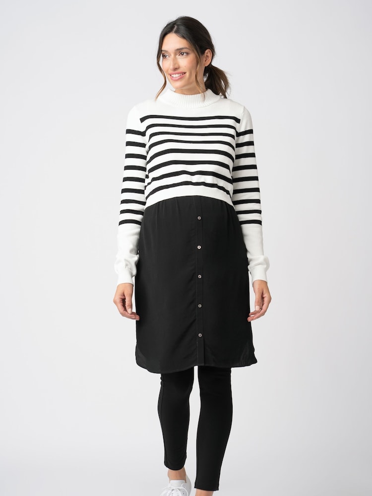 Seraphine Cream Maternity Rollneck 100% Cotton Jumper - Image 2 of 5