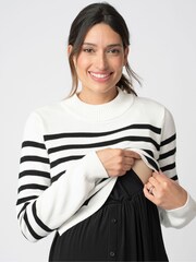 Seraphine Cream Maternity Rollneck 100% Cotton Jumper - Image 4 of 5