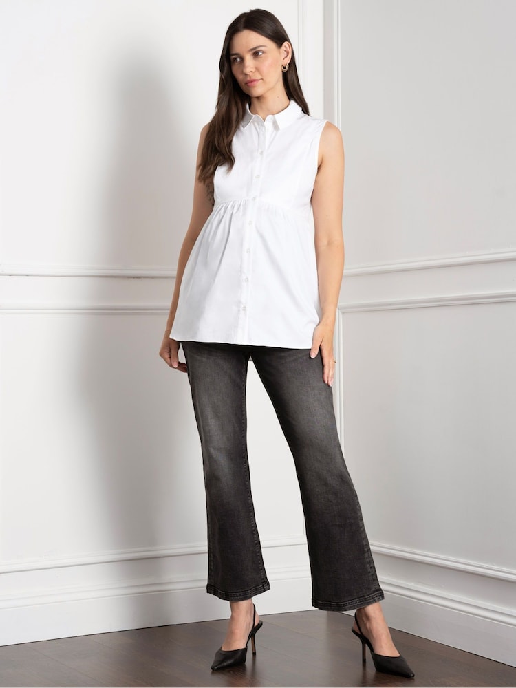 Seraphine Natural Maternity Knit Jumper with Woven Shirt - Image 2 of 4