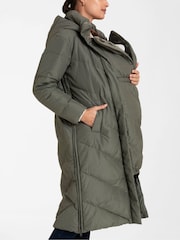 Seraphine Green Long Chevron Maternity Coat - Image 3 of 5