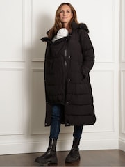 Seraphine Maternity Belted Puffer Black Coat - Image 1 of 9