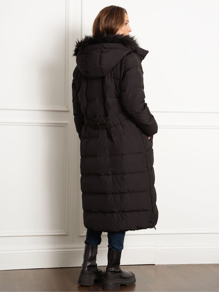 Seraphine Maternity Belted Puffer Black Coat - Image 2 of 9