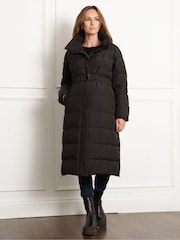 Seraphine Maternity Belted Puffer Black Coat - Image 4 of 9