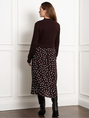 Seraphine Maternity Knit Topper with Spot Brown Skirt - Image 2 of 5