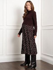 Seraphine Maternity Knit Topper with Spot Brown Skirt - Image 5 of 5