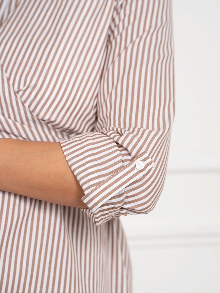 Seraphine Cream Maternity and Nursing Stripe Dress - Image 5 of 5