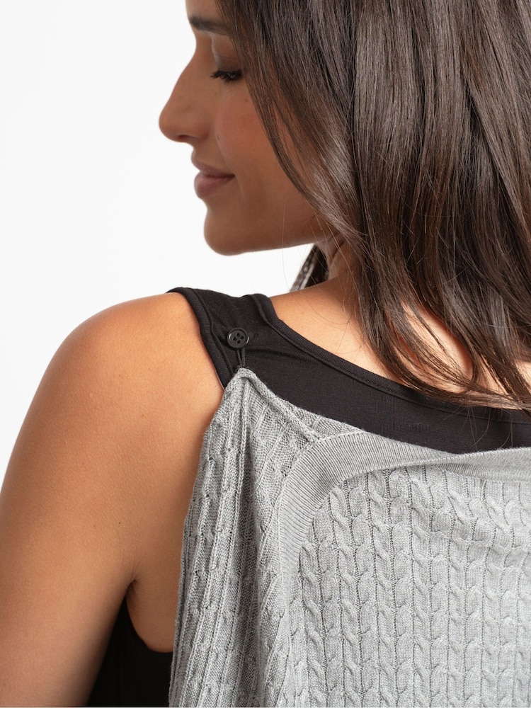 Seraphine Grey Maternity Knit Cardigan with Pleat Skirt - Image 2 of 7
