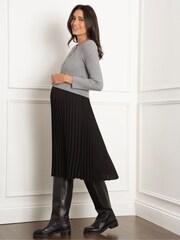 Seraphine Grey Maternity Knit Cardigan with Pleat Skirt - Image 3 of 7