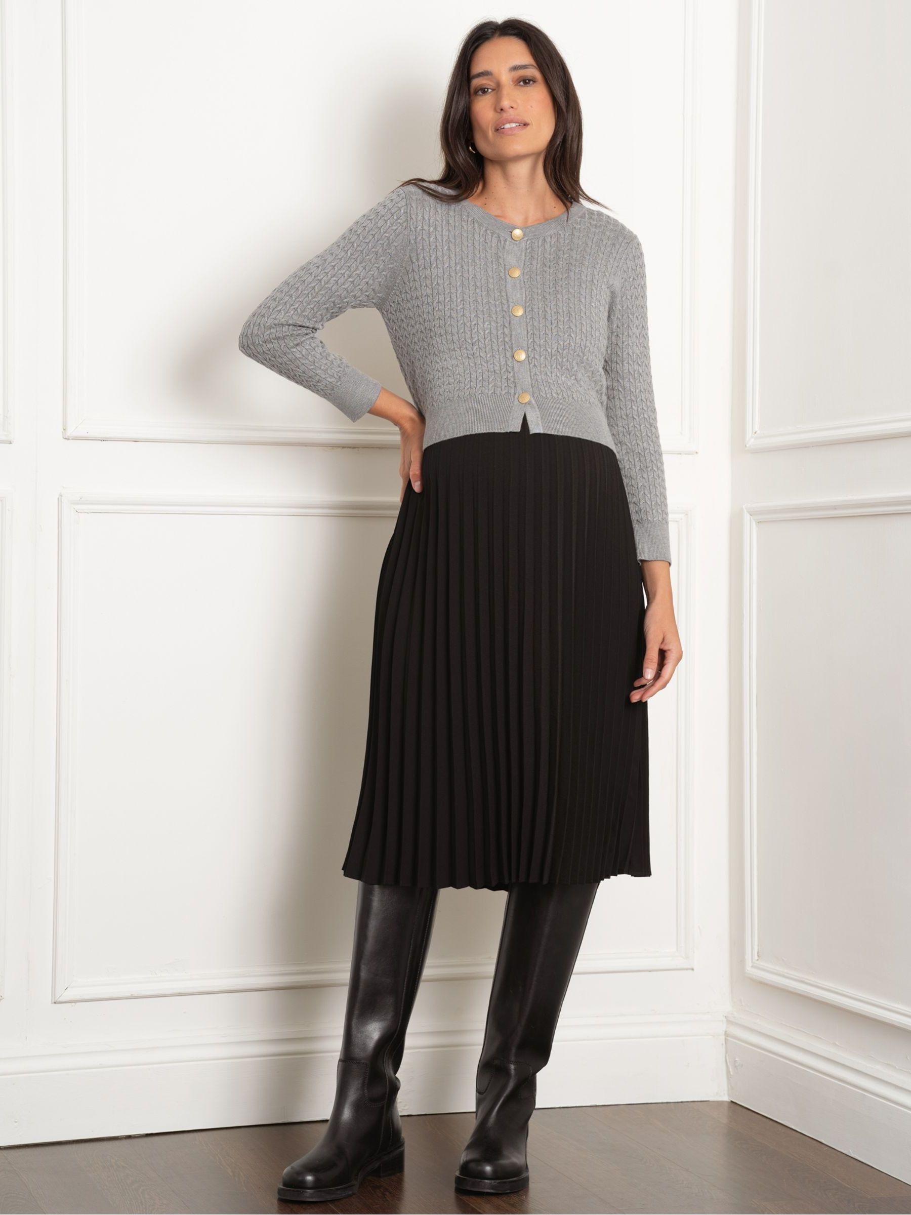 The ‘Demmy’ Pleated Skirt & Cardigan Set