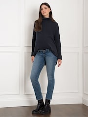 Seraphine Blue Maternity Roll Neck Knit 100% Cotton Jumper - Image 1 of 2