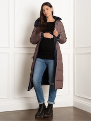 Seraphine Maternity Houndstooth Black Puffer Coat - Image 1 of 3