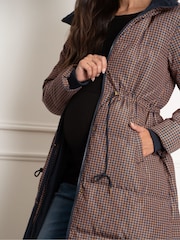 Seraphine Maternity Houndstooth Black Puffer Coat - Image 3 of 3