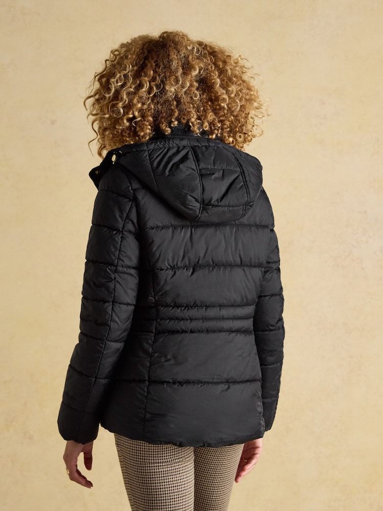 Joules Hadlow Black Showerproof Padded Coat with Hood - Image 2 of 10 Joules Hadlow Black Showerproof Padded Coat with Hood - Image 2 of 10