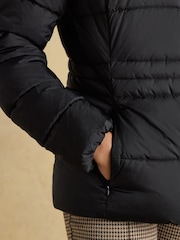 Joules Hadlow Black Showerproof Padded Coat with Hood - Image 4 of 10