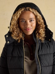 Joules Hadlow Black Showerproof Padded Coat with Hood - Image 8 of 10