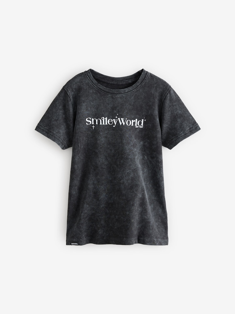 أسود شاحب - تيشِرت مريح للبنات مُزيَّن برسمة غرافيك من القطن 100% من ®SMILEYWORLD - صورة 2 من 6