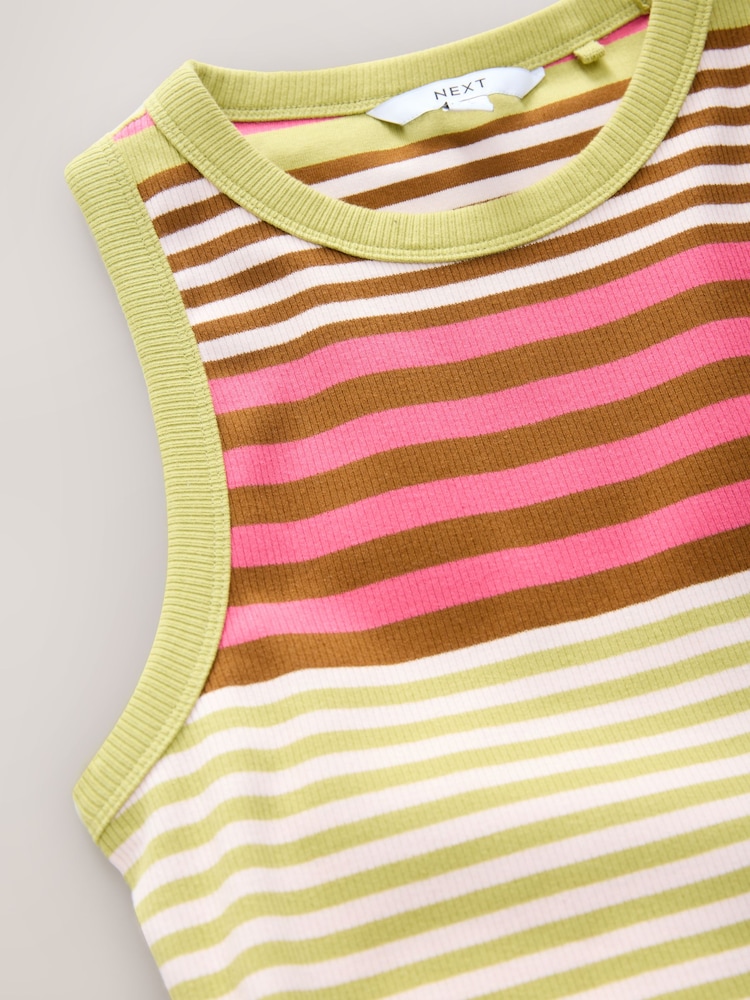 Multicoloured Stripe Ribbed Racer Back Sleeveless Maxi Length Dress - Image 2 of 3