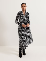 Phase Eight Black Petite Caitlin Black Printed Mesh Dress - Image 1 of 7