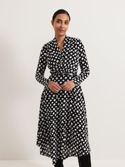 Phase Eight Black Petite Caitlin Black Printed Mesh Dress - Image 3 of 7