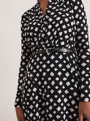 Phase Eight Black Petite Caitlin Black Printed Mesh Dress - Image 5 of 7