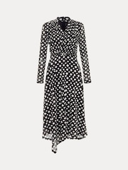 Phase Eight Black Petite Caitlin Black Printed Mesh Dress - Image 7 of 7