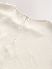 Champagne Gold Short Sleeve Crinkle Satin Asymmetric Top - Image 7 of 8