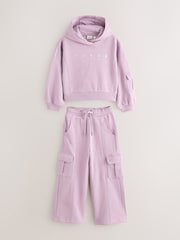 Baker by Ted Baker Purple 2 Piece Hoodie and Cargo Wide Leg Joggers Set - Slika 1 iz 7