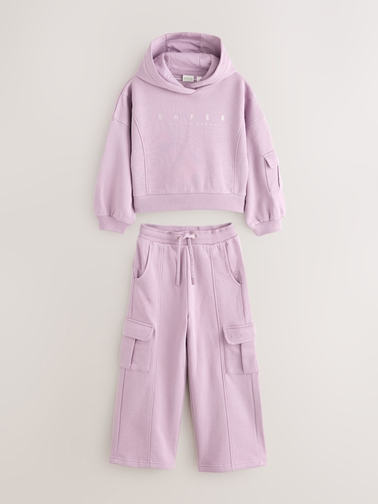 Baker by Ted Baker Purple 2 Piece Hoodie and Cargo Wide Leg Joggers Set - Slika 1 iz 7